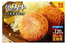 【定期便・全6回】【但馬牛しぐれ煮コロッケ 20個入 冷凍】ご入金確認後、2ヶ月に1回、計6回発送いたします 上田畜産 最高級 但馬牛 牛すじ しぐれ煮 旨味たっぷり 極上コロッケ リピーター お取り寄せサイトで20分で1000個が完売 大人気 ふるさと納税 おすすめ 返礼品 兵庫県 香美町 小代 松田屋 89000円 47-08