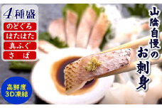 山陰のお刺身用魚4点詰合せセット(生サバ、ノドグロ、ハタハタ、フグの4種)　