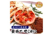 松葉ガニの本場より茹でたてを即出荷　釜茹でセコガニ(冷蔵)　希少な大サイズ　5枚【1446261】