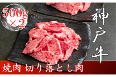 訳あり 神戸牛 焼肉（切り落とし）　500g×2　計1000g　SOY2S