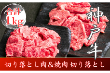 訳あり 神戸牛 切り落とし肉&焼肉(切り落とし)　500gずつ　計1000g　SOSY2