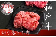 訳あり 神戸牛 切り落とし肉　500g×2　計1000ｇ　SOS2S