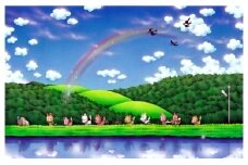 SOCKS インチ版画「若草山虹春(こはる)風景」 F-78