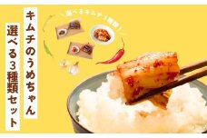 キムチ選べる3種類セット キムチのうめちゃん キムチ 手作り 本場の味 コクうま 白菜 ニンニク ごはんのお供 ピリ辛 お米 ごはん ビール 酒 おつまみ 漬物 野菜 BBQ 焼肉 惣菜 キムチチャーハン キムチ鍋 発酵食品  韓国 奈良県 奈良市 なら 6-009