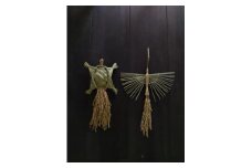 注連縄（しめなわ） 藁細工 『鶴亀』 ebiko ンテリア グッズ 日本製 国産 ハンドメイド 天然 麻 正月 お正月 招福 縁起物 奈良県 奈良市 なら 42-004