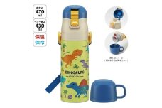 超軽量2WAYステンレスボトル 470ml / 430ml ディノサウルス ピクチャ スケーター〈skater〉 水筒 ステンレスボトル 直飲み コップ飲み 奈良県 奈良市 なら 10-219
