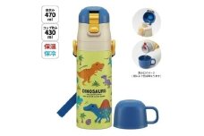 超軽量2WAYステンレスボトル 470ml / 430ml ディノサウルス ピクチャ スケーター〈skater〉 水筒 ステンレスボトル 直飲み コップ飲み 奈良県 奈良市 なら 10-219