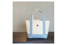 《Milih×NARA》キャンバス×麻のトートバッグ Sサイズ かき氷刺繍  かばん 奈良県 奈良市 なら 23-043