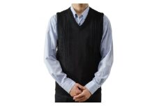 模様有 メンズニット ベスト クロ LL寸 15130【1219583】