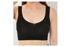 日本製 シルク ニット ブラジャー 無縫製 お肌よろこぶ (パット付) ブラック (781-7532【1256006】