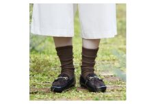＜With Knit＞裏返しオーガニックコットンソックス(ブラウン)1足/NSGK22-06【1394685】