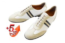 レザースニーカー 本革 カジュアルシューズ 5cmアップ シークレットスニーカー No.899 ホワイト 27.0cm [№5990-7696]0283