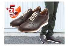 レザースニーカー 本革 カジュアルシューズ 5cmアップ シークレットスニーカー No.801 ブラウン 26.0cm [№5990-7805]0305