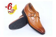 ビジネスシューズ 本革 革靴 紳士靴 プレーンモンク 6cmアップ シークレットシューズ No.1925 キャメル 24.5cm [№5990-7829]0309