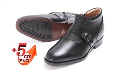 ビジネスシューズ 紳士靴 革靴 ベルト チャッカーブーツ 5cm シークレットブーツ 4E ワイド No.750 ブラック 23.5cm [№5990-8222]0364
