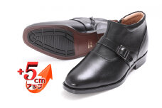 ビジネスシューズ 紳士靴 革靴 ベルト チャッカーブーツ 5cm シークレットブーツ 4E ワイド No.750 ブラック 25.5cm [№5990-8226]0364