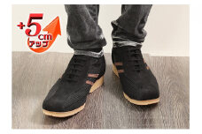 メッシュスニーカー 本革 レザー カジュアルシューズ 5cmアップ シークレットスニーカー No.994 ブラック 25.0cm [№5990-8568]0414