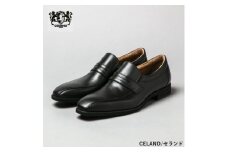 CELAND 牛革ラクチン軽量ビジネスシューズ 甲ゴムタイプ 紳士靴 （スワール）ブラック CE1401 26.0cm [№5990-5990]