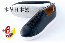 レザースニーカー 本革 メンズ 牛革スムース カジュアル 紳士靴 日本製 ローカット 外羽根 紐 レースアップ メンズシューズ No.831 ブラック 25.0cm [№5990-4086]
