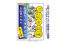「色塗りパラダイス」ハガキサイズ色鉛筆で初めての方も安心【30枚】見本が見やすく塗り方説明動画のオマケ付き。たっぷりの絵柄にドンドン挑戦できるのが特徴。
※着日指定不可