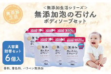 無添加　泡の石けんボディソープ　詰替セット　6個入　＜無添加生活シリーズ＞｜無香料 無着色 パラベンフリー