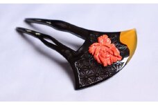SBDG-1.【奈良べっ甲】べっ甲継ぎ分けかんざし　サンゴの牡丹付