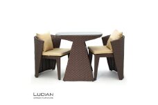 LUCIAN ラタン調ガーデンテーブル3点セット ブラウン 2人掛け luc001 ／ コスティック インテリア 屋外テーブル テラス コンパクト 省スペース設計 奈良県 御所市
