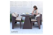 LUCIAN ラタン調ガーデンテーブル4点セット ブラウン 4人掛け ／ コスティック インテリア 屋外テーブル テラス コンパクト 省スペース設計 奈良県 御所市