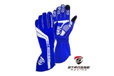 STRASSE レーシンググローブ アウトステッチ ブルー ／ コスティック シリコン 滑り止め加工 衝撃吸収パッド タッチパネル対応 伸縮性 通気性 奈良県 御所市