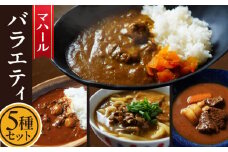 マハール　バラエティ5種セット　カレー 辛口 中辛 ハヤシ ビーフシチュー カレーうどん チルド 本格 手作り 熟成 まろやか こだわり おいしい おもてなし 贈り物 ギフト プレゼント 奈良県 生駒市 送料無料