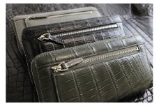 クロコラウンドファスナー カルムウォレット【Matte/マット】＜マットブラックB＞/長財布 革 クロコダイル [2271]