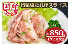国産豚バラ 特製塩だれ豚スライス 170g×5個 [2331]
