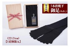 最高級5本指靴下「御足 (みあし)」(22-24cm)【1足桐箱入】[2493]