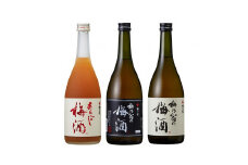 梅乃宿 豪華 ３本セット あらごし梅酒 黒ラベル 各720ml ／ 濃厚 日本酒仕込み お酒 人気 ギフト 贈り物 プレゼント メーカー直送 奈良県 葛城市【umyd001】