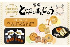 當麻 どっこいまんじゅう ５種 プレーン クリームチーズ あずき 渋皮くり ブリュレチーズ 16個セット ／ 朗紀本舗 スイーツ 和菓子 さつまいも 五郎島 紅はるか 鳴門 金時【akih004A】