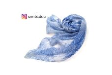 【限定 １点物】 墨流し染 シルク ロングストール(青珊瑚柄)／染美堂 一点物 絹 シルク 現代風 アート インテリア シフォン織 上品 奈良県 葛城市【snbd008】