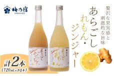 割って楽しむ あらごしジンジャー+あらごしれもん 720mL 2本 セット ／ 梅乃宿酒造 リキュール 国産 奈良県 葛城市【umyd024】