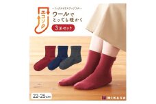 エコソク クルーソックス 3足組 （ベーシック） レディース ／ 靴下 ソックス ウール 暖かい 奈良県 葛城市【mika049】