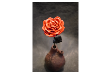 Eterna -Leather Rose- カラー 赤 ／  国産 革 レザー ローズ バラ 造花 アートフラワー 小物 インテリア 記念日 プレゼント 奈良県 葛城市【area001-red】