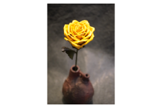 Eterna -Leather Rose- カラー 黄色 ／  国産 革 レザー ローズ バラ 造花 アートフラワー 小物 インテリア 記念日 プレゼント 奈良県 葛城市【area001-yellow】
