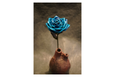Eterna -Leather Rose- カラー 青 ／  国産 革 レザー ローズ バラ 造花 アートフラワー 小物 インテリア 記念日 プレゼント 奈良県 葛城市【area001-blue】
