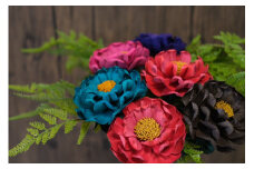 Eterna -Leather Peony- カラー 黄色 ／  国産 革 レザー ピオニー 造花 アートフラワー 小物 インテリア 記念日 プレゼント 奈良県 葛城市【area003-yellow】