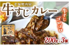 （冷凍）味園特選牛すじカレー200g×3個　国産黒毛和牛　高級ギフト／焼肉ホルモン味園　カレー　奈良県　葛城市【ajen002】