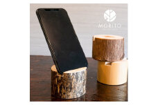 森の丸太スタンド　「SABI」　スマホスタンドとエコバッグセット／ヒノキ 錆丸太 ギフト カバー無し推奨 テレワーク 低炭素 間伐材 侘び寂 丸太仕上げ 天然素材 木製 おしゃれ MORITO 森庄銘木 奈良県 宇陀市 送料無料 ふるさと納税