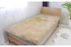 奈良 (株)マスダ製 ムートン シーツ セミダブル ライトブラウン／ 寝具 ムートン 羊毛皮 羊毛 スプリングラム 100％使用 天然素材 オールシーズン 通年 贈り物 プレゼント 誕生日 記念日 株式会社マスダ 奈良県 宇陀市 ふるさと納税