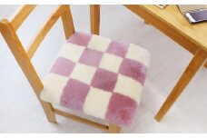 奈良 (株)マスダ製 ムートン座布団 2枚組 チェック柄 ピンク 40cm×40cm／ ムートン 羊毛皮 羊毛 スプリングラム 100％使用 座布団 ラグ インテリア オールシーズン 通年 贈り物 プレゼント 誕生日 記念日 株式会社マスダ 奈良県 宇陀市 ふるさと納税
