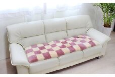 奈良 (株)マスダ製 ムートン長座布団 チェック柄 ピンク 40cm×120cm／ ムートン 羊毛皮 羊毛 スプリングラム 100％使用 座布団 ラグ インテリア オールシーズン 通年 贈り物 プレゼント 誕生日 記念日 株式会社マスダ 奈良県 宇陀市 ふるさと納税