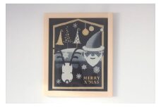 木製額　クリスマス　41cm×49cm×3cm／sora sora　ひのき　桧　手作り　フレーム　額　布製生地入り　奈良県　宇陀市