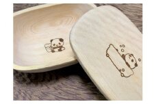 木曽檜 バスタブ型 弁当箱 【 パンダ 】 ランチ タブ ／ 津田瑞苑 ボウルが弁当箱に！ 木製 ヒノキ ガラスコート お弁当 奈良県 宇陀市