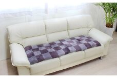 奈良 (株)マスダ製 ムートン長座布団 チェック柄 ネイビー 40cm×120cm／ ムートン 羊毛皮 羊毛 スプリングラム 100％使用 座布団 ラグ インテリア オールシーズン 通年 贈り物 プレゼント 誕生日 記念日 株式会社マスダ 奈良県 宇陀市 ふるさと納税